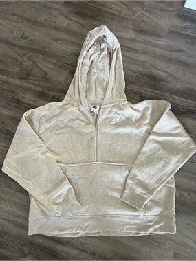 Nike Women's Light Cream Half-Zip Hoodie Sweater